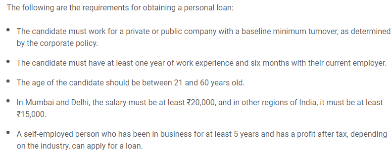 IDFC First Bank personal loan eligibility criteria