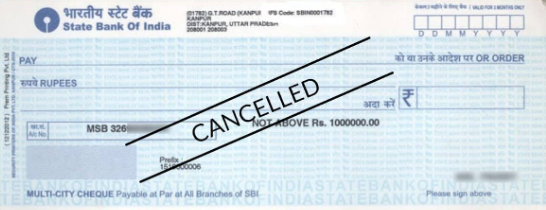 SBI Cancelled Cheque Image